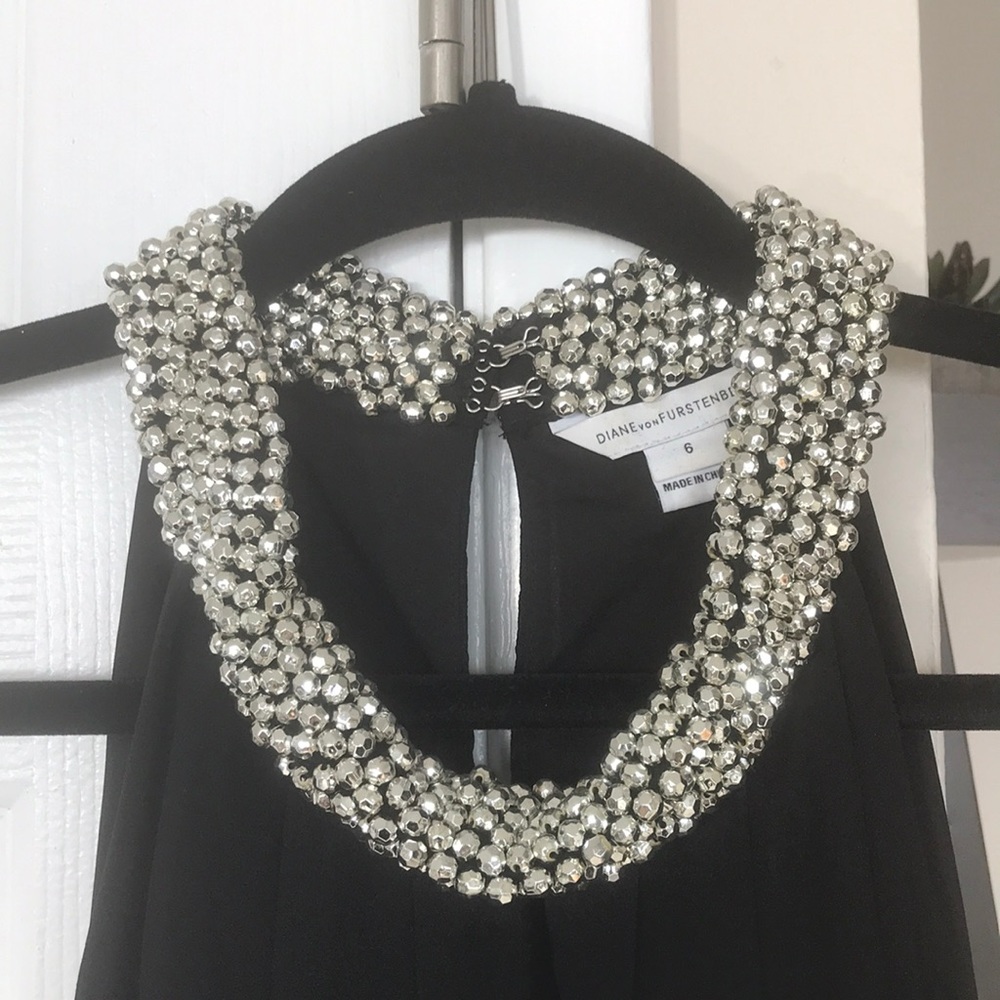 DVF Lainey Embellished Silk Cocktail Dress - Picture 7 of 8